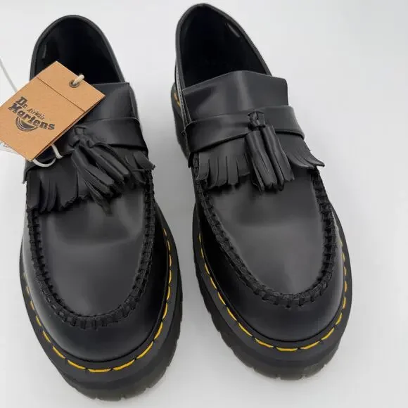 Dr. Martens Unisex Adrian Quad Black Leather Platform Loafers - Size 10 Men's - Picture 6 of 16